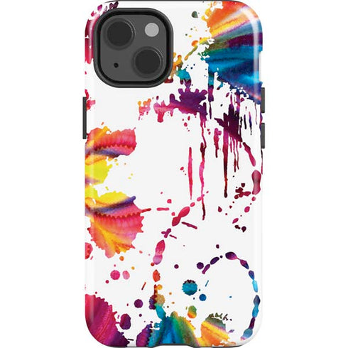 Chromatic Splatter White iPhone 15 Impact Case