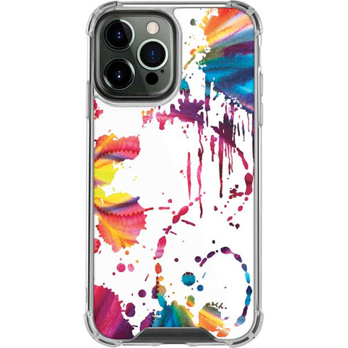 Chromatic Splatter White iPhone 15 Pro Max Clear Case