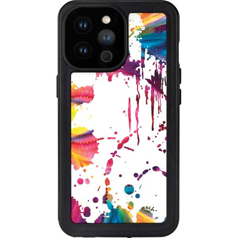 Chromatic Splatter White iPhone 14 Pro Max Waterproof Case