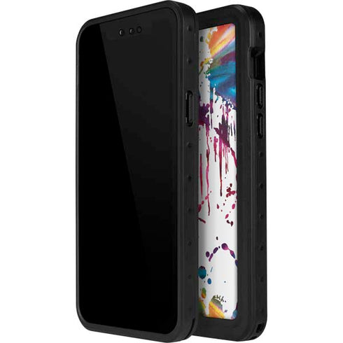 Chromatic Splatter White iPhone 14 Pro Max Waterproof Case