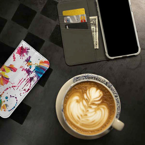 Chromatic Splatter White iPhone 15 Plus Folio Case