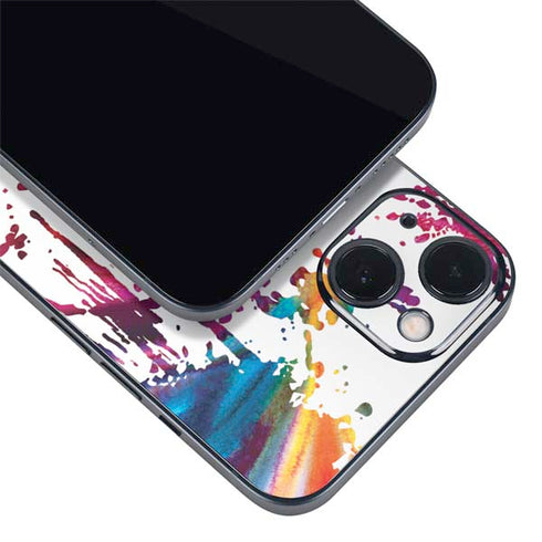 Chromatic Splatter White iPhone 15 Skin
