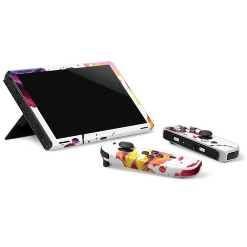 Chromatic Splatter White Nintendo Switch OLED (2021) Skin
