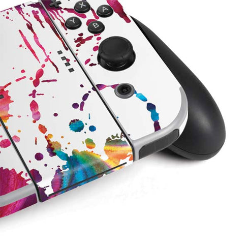 Chromatic Splatter White Nintendo Switch OLED (2021) Skin