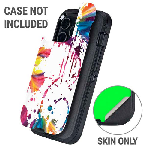 Chromatic Splatter White Otterbox Defender iPhone Skin