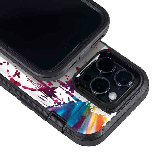 Chromatic Splatter White Otterbox Defender iPhone Skin