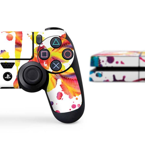 Chromatic Splatter White PS4 Console and Controller Bundle Skin