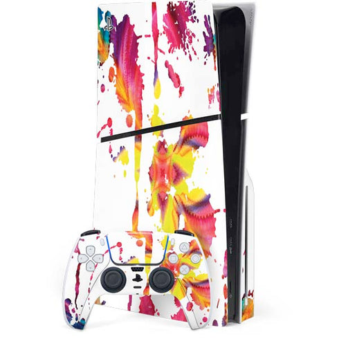 Chromatic Splatter White PS5 Slim Disk Bundle Skin