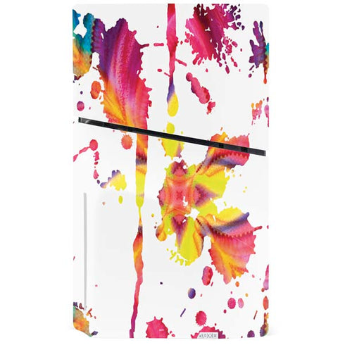 Chromatic Splatter White PS5 Slim Disk Console Skin