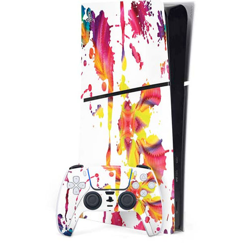 Chromatic Splatter White PS5 Slim Digital Edition Console Skin