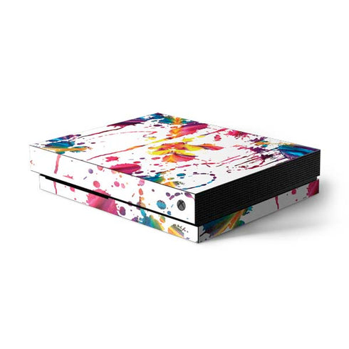 Chromatic Splatter White Xbox One X Console Skin