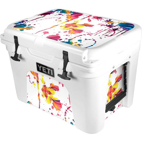 Chromatic Splatter White YETI Tundra 35 Hard Cooler Skin