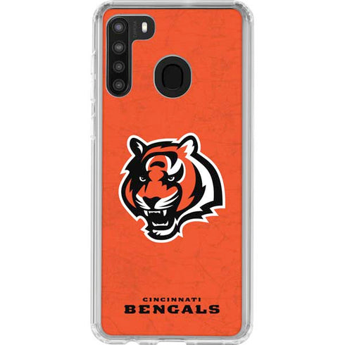 NFL Cincinnati Bengals - Alternate Distressed Galaxy A21 Clear Case