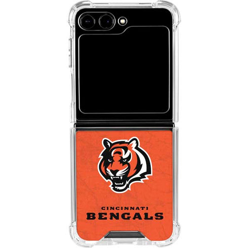 NFL Cincinnati Bengals - Alternate Distressed Galaxy Z Flip5 5G Clear Case