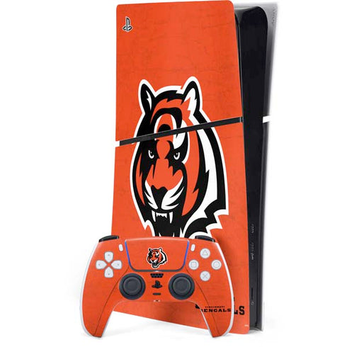 NFL Cincinnati Bengals - Alternate Distressed PS5 Slim Digital Edition Bundle Skin