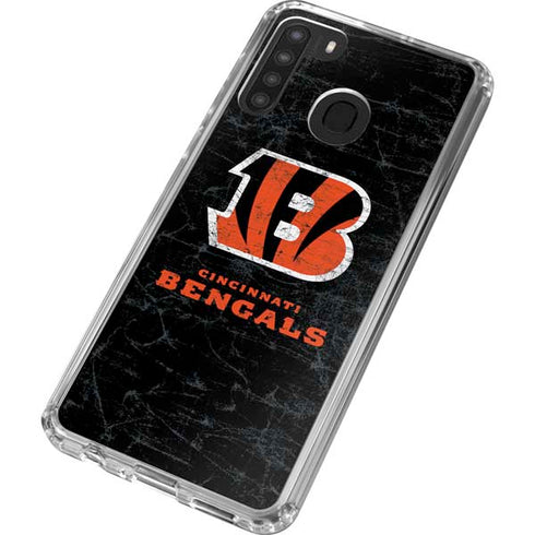 NFL Cincinnati Bengals - Distressed Galaxy A21 Clear Case
