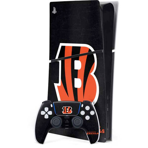 NFL Cincinnati Bengals - Distressed PS5 Slim Digital Edition Bundle Skin