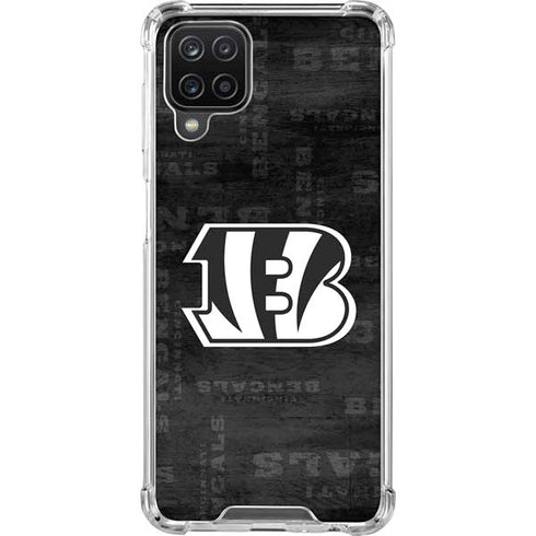 NFL Cincinnati Bengals Black & White Galaxy A12 Clear Case