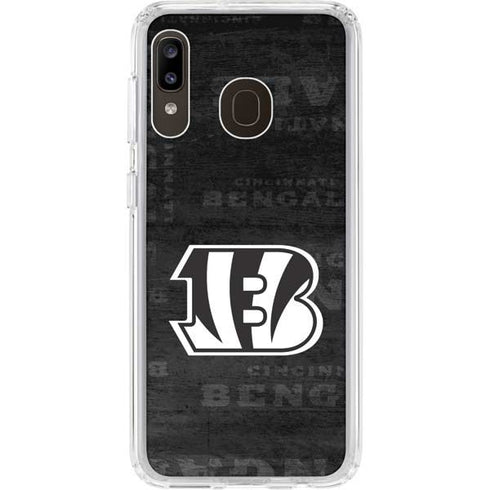 NFL Cincinnati Bengals Black & White Galaxy A20 Clear Case