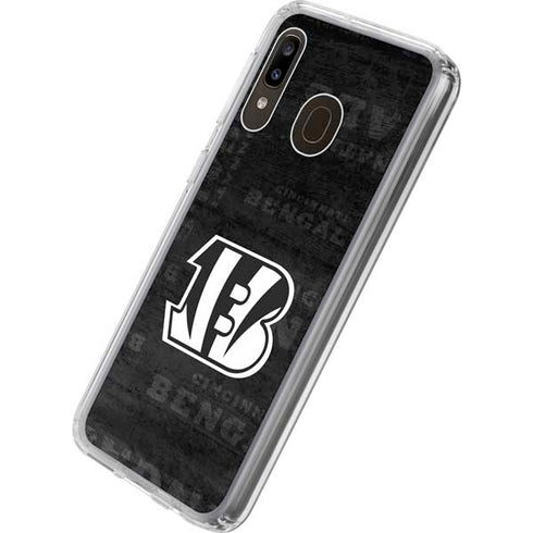 NFL Cincinnati Bengals Black & White Galaxy A20 Clear Case