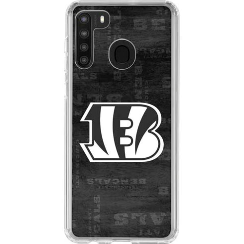 NFL Cincinnati Bengals Black & White Galaxy A21 Clear Case