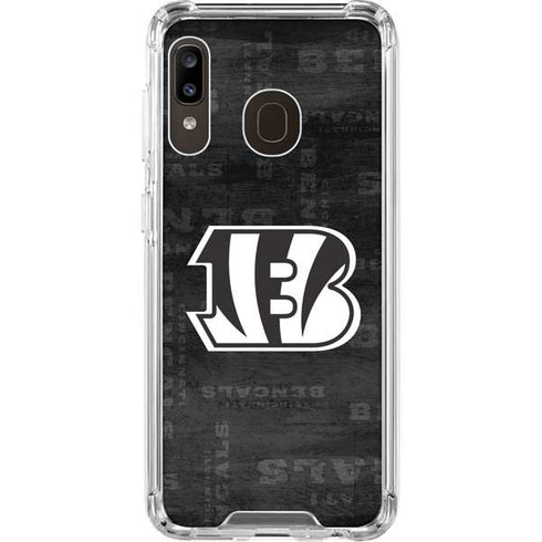 NFL Cincinnati Bengals Black & White Galaxy A30 Clear Case