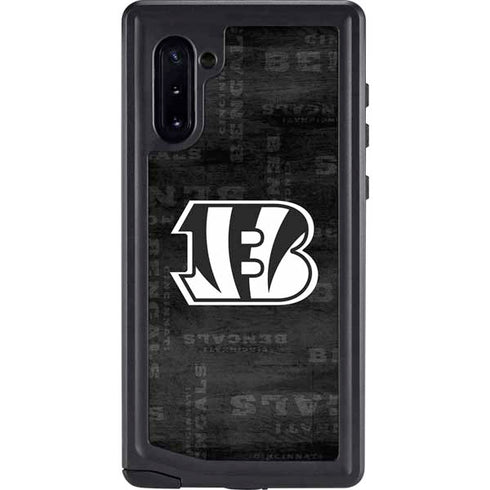 NFL Cincinnati Bengals Black & White Galaxy Note 10 Waterproof Case