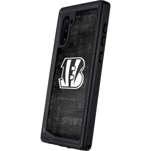 NFL Cincinnati Bengals Black & White Galaxy Note 10 Waterproof Case