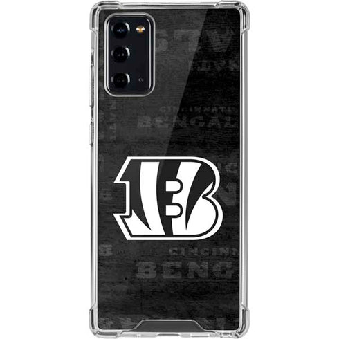 NFL Cincinnati Bengals Black & White Galaxy Note20 5G Clear Case