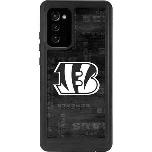 NFL Cincinnati Bengals Black & White Galaxy Note20 5G Waterproof Case