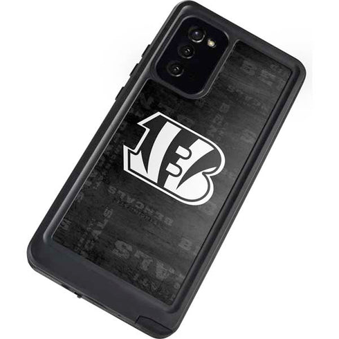 NFL Cincinnati Bengals Black & White Galaxy Note20 5G Waterproof Case