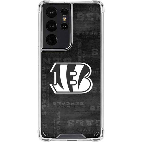 NFL Cincinnati Bengals Black & White Galaxy S21 Ultra 5G Clear Case