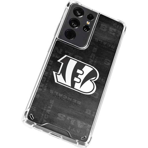 NFL Cincinnati Bengals Black & White Galaxy S21 Ultra 5G Clear Case