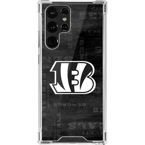 NFL Cincinnati Bengals Black & White Galaxy S22 Ultra Clear Case