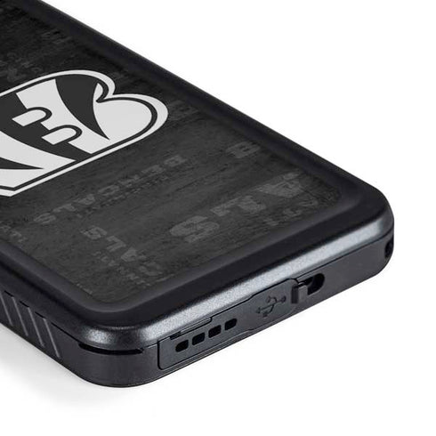 NFL Cincinnati Bengals Black & White Galaxy S23 Plus Waterproof Case