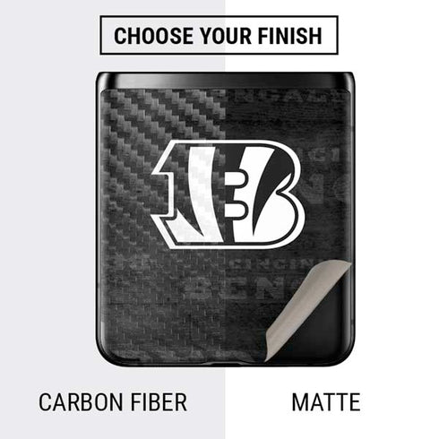 NFL Cincinnati Bengals Black & White Galaxy Z Flip Skin