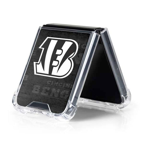 NFL Cincinnati Bengals Black & White Galaxy Z Flip5 5G Clear Case