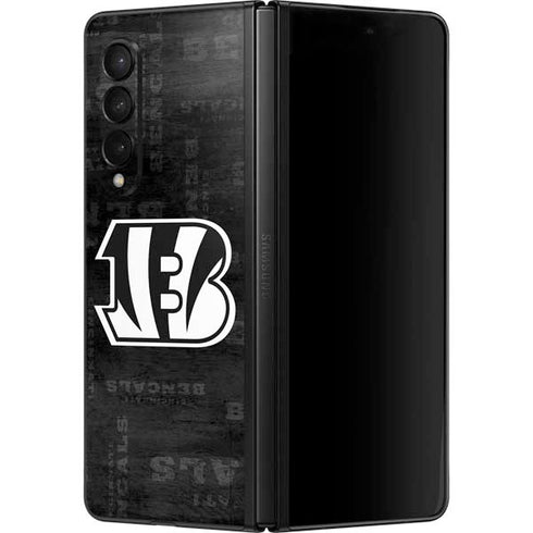 NFL Cincinnati Bengals Black & White Galaxy Z Fold3 5G Skin