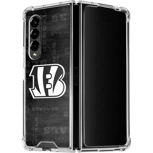 NFL Cincinnati Bengals Black & White Galaxy Z Fold4 5G Clear Case