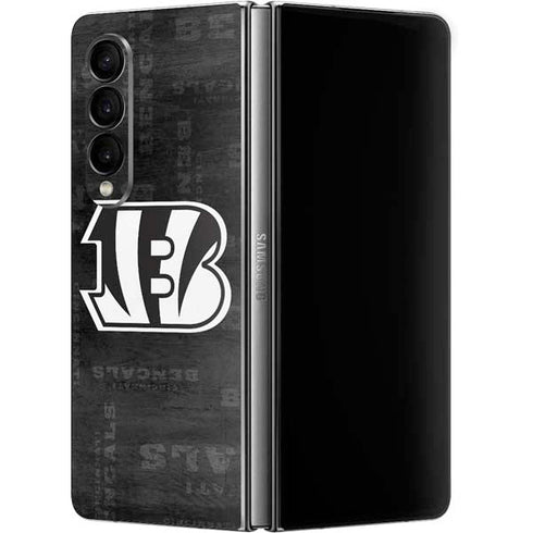 NFL Cincinnati Bengals Black & White Galaxy Z Fold4 5G Skin