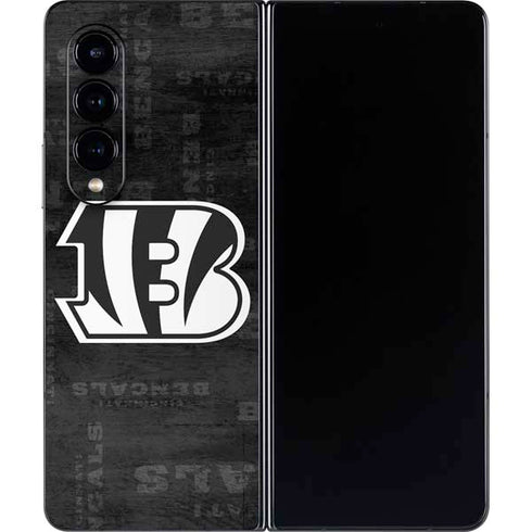 NFL Cincinnati Bengals Black & White Galaxy Z Fold4 5G Skin