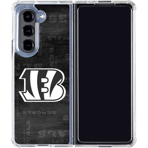 NFL Cincinnati Bengals Black & White Galaxy Z Fold5 5G Clear Case
