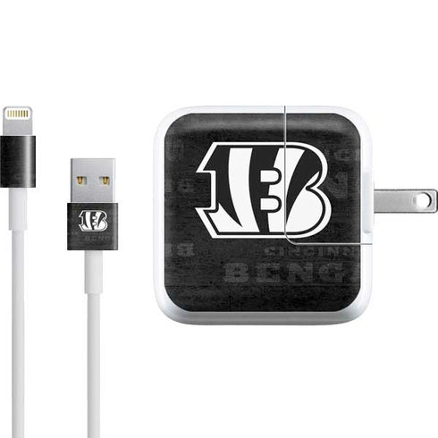 NFL Cincinnati Bengals Black & White iPad Charger (10W USB) Skin