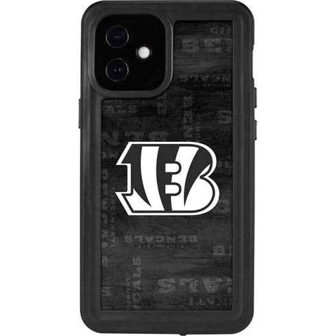 NFL Cincinnati Bengals Black & White iPhone 12 Mini Waterproof Case