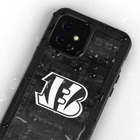 NFL Cincinnati Bengals Black & White iPhone 12 Mini Waterproof Case