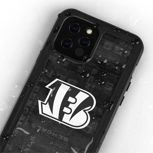 NFL Cincinnati Bengals Black & White iPhone 12 Pro Waterproof Case