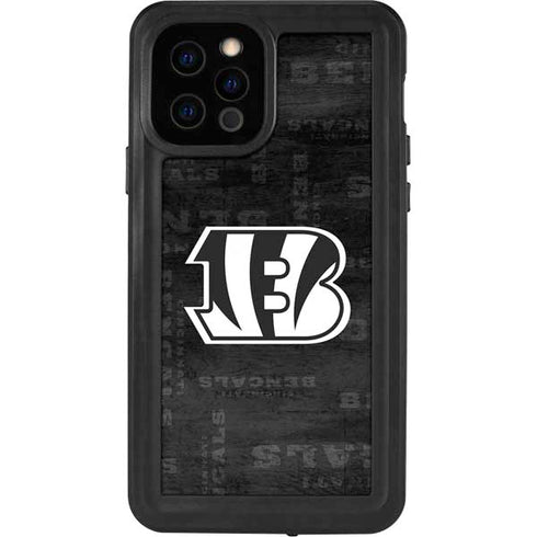 NFL Cincinnati Bengals Black & White iPhone 12 Pro Waterproof Case