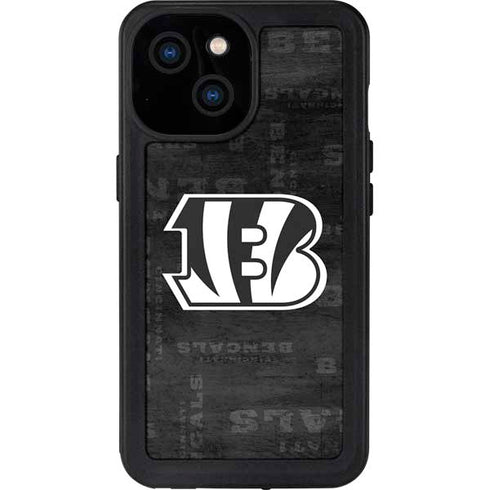 NFL Cincinnati Bengals Black & White iPhone 13 Mini Waterproof Case
