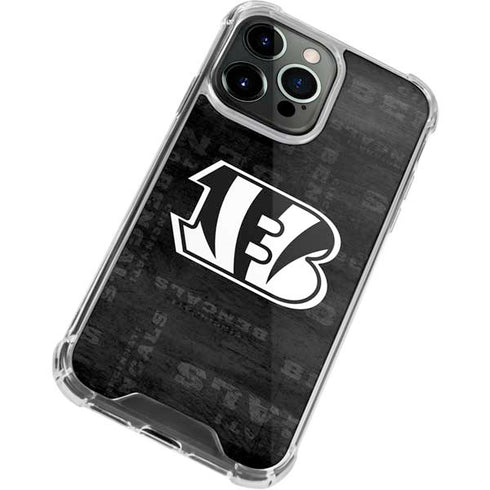 NFL Cincinnati Bengals Black & White iPhone 15 Pro Max Clear Case