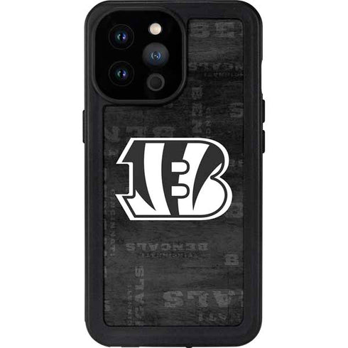 NFL Cincinnati Bengals Black & White iPhone 14 Pro Max Waterproof Case